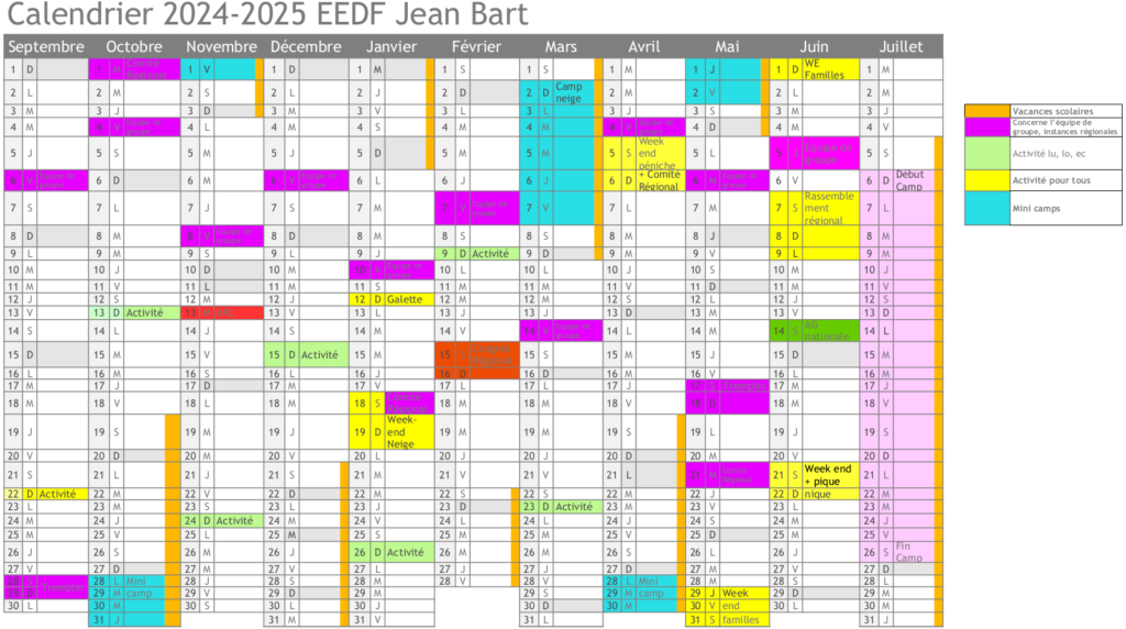 Calendier Jean BART 2023-2024