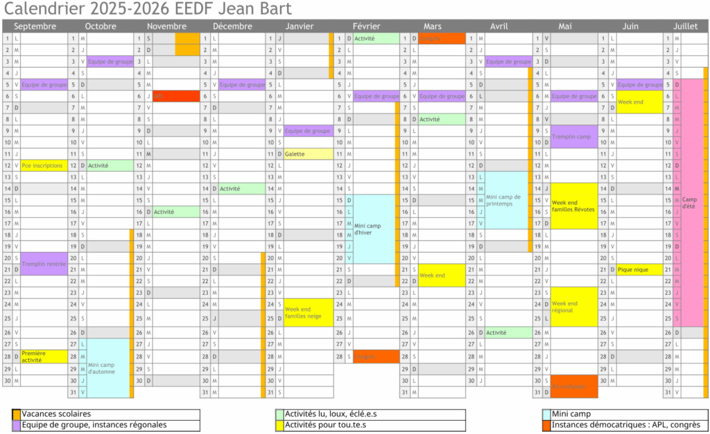 Calendier Jean BART 2023-2024