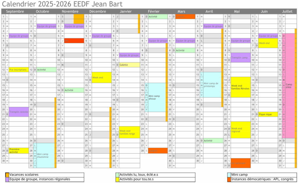 Calendier Jean BART 2023-2024